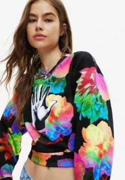 Desigual Floral Hand - Sweater - Black -Desigual 015f6ec42b9a4432ba56e07c3235f3d4