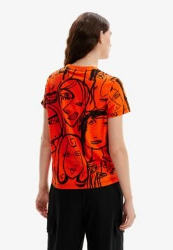 Desigual Contrasting Face - T-Shirt Print - Orange 8 Desigual Contrasting Face - T-Shirt Print - Orange -Desigual 02a5d4f6fc9b49b3beee239323a1b304
