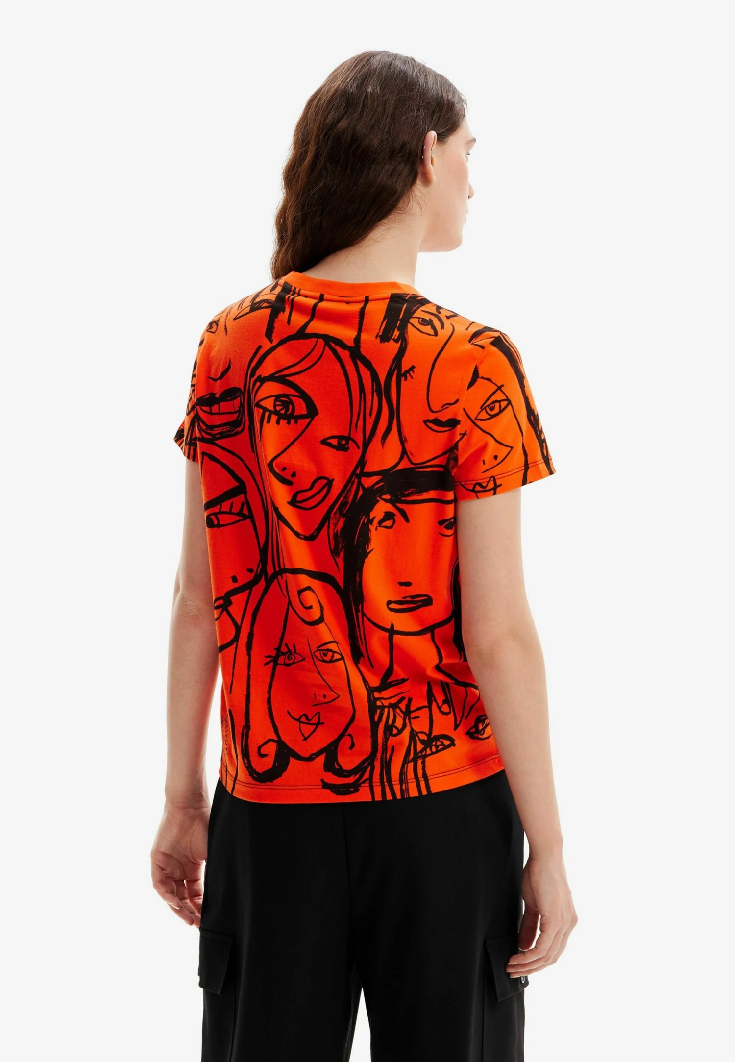 Desigual Contrasting Face - T-Shirt Print - Orange 3 Desigual Contrasting Face - T-Shirt Print - Orange - Afbeelding 3