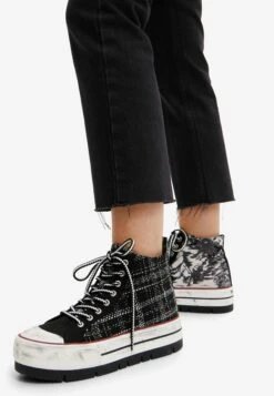 Desigual Tartan Platform High-Top - Sneakers Laag - Black