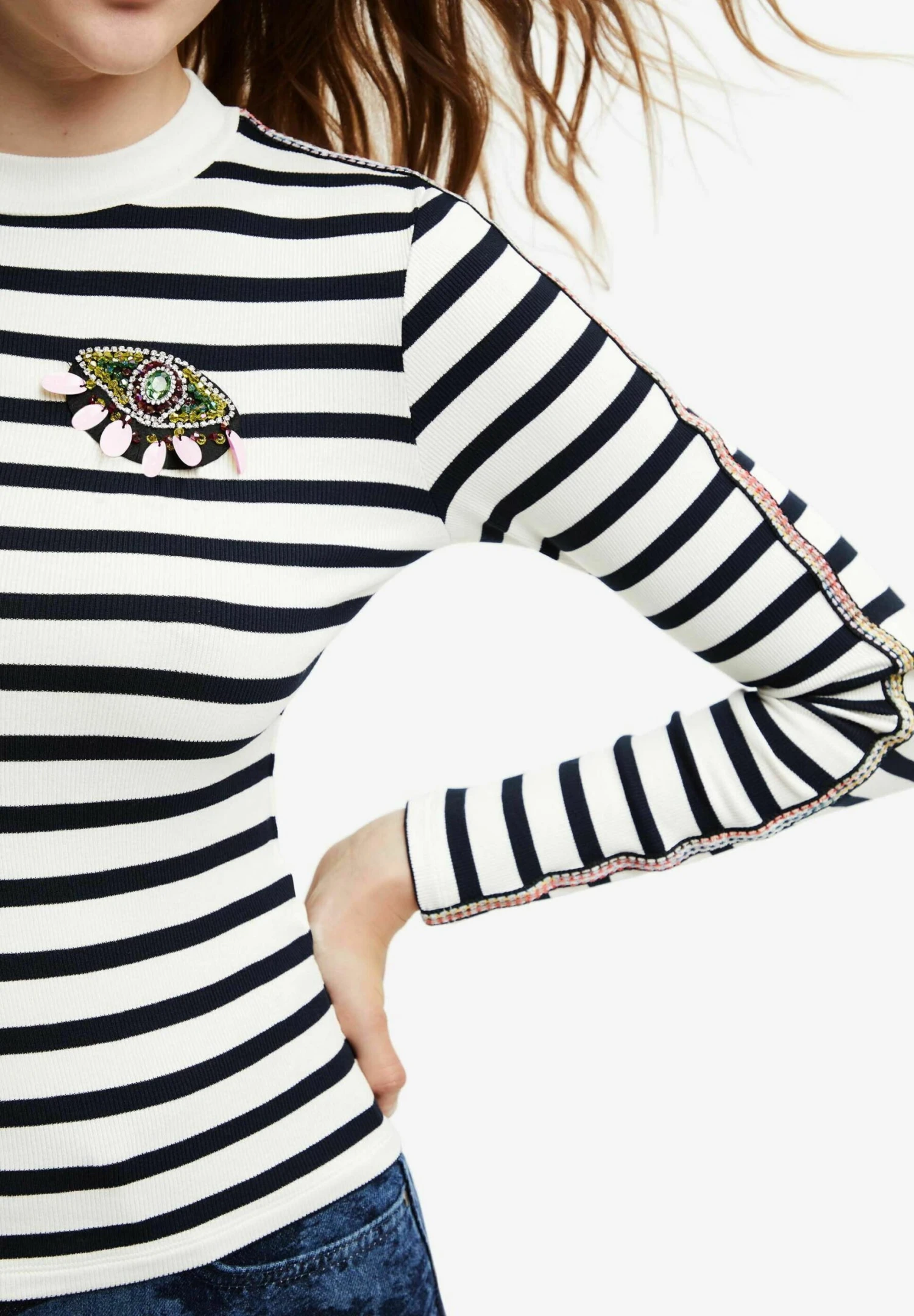 Desigual Striped - Longsleeve - White 4 Desigual Striped - Longsleeve - White - Afbeelding 4