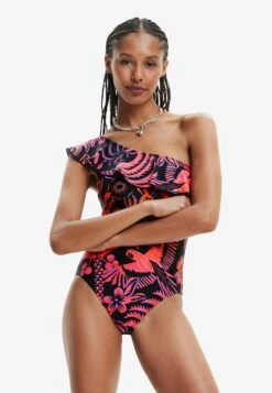 Desigual Asymmetric Ruffle Swimsuit - Badpak - Pink