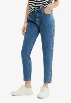 Desigual Rhinestone Mom - Straight Leg Jeans - Blue