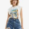 Desigual Studded Disco - T-Shirt Print - White