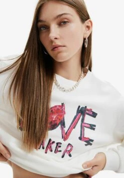 Desigual Embroidered Message - Sweater - White -Desigual 0b6e0c794f614b959378f9f8bbb8a48a