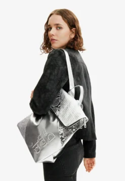 Desigual Mid Size Metallic Patchwork - Backpack - Silver-Coloured
