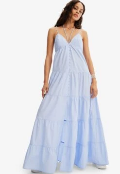 Desigual Long Striped- Maxi-Jurk - Blue -Desigual 0ddf18a6a7884a12a6c0a194cd8708d2