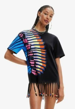 Desigual Oversize Beaded Tropical - Strandaccessoire - Black