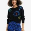 Desigual Embroidered Floral - Trui - Black