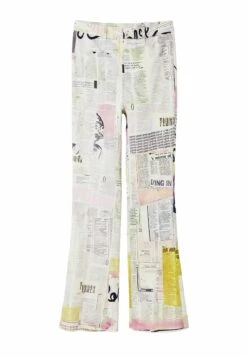 Desigual Newspaper Flare - Broek - White -Desigual 1885374f1d784794a65a137c7ba8284e