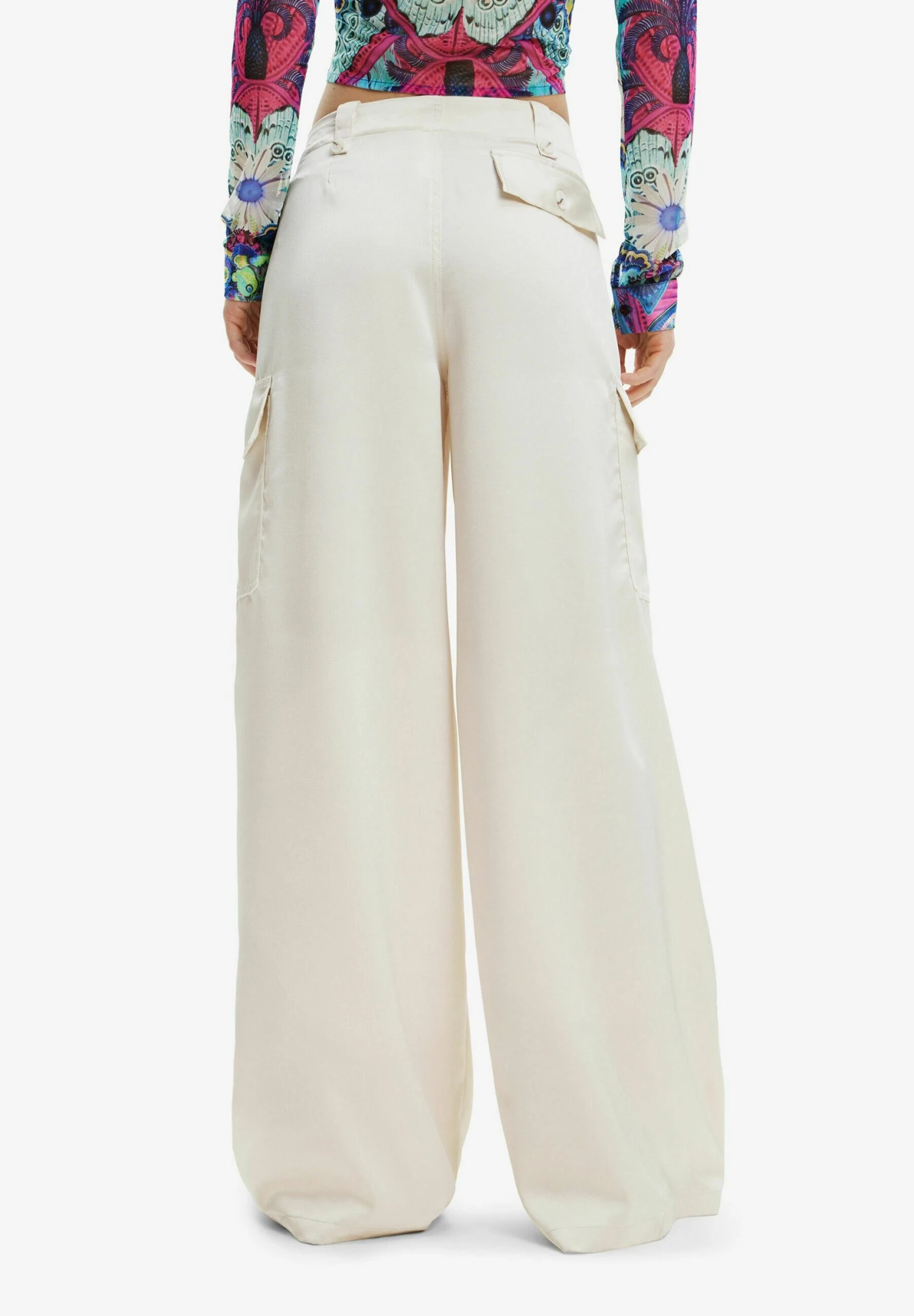 Desigual Wide Leg Satin Cargo - Cargobroek - White 3 Desigual Wide Leg Satin Cargo - Cargobroek - White - Afbeelding 3