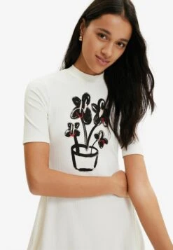 Desigual Plant Skater - Gebreide Jurk - White -Desigual 19c969c65b96497399b36da918fcb2b1