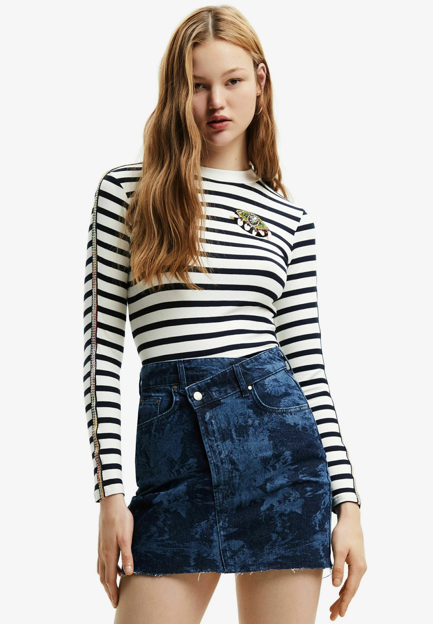 Desigual Striped - Longsleeve - White 1 Desigual Striped - Longsleeve - White