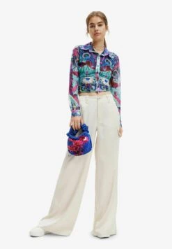 Desigual Wide Leg Satin Cargo - Cargobroek - White