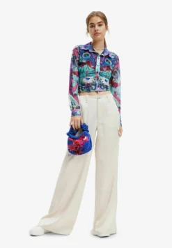 Desigual Wide Leg Satin Cargo - Cargobroek - White