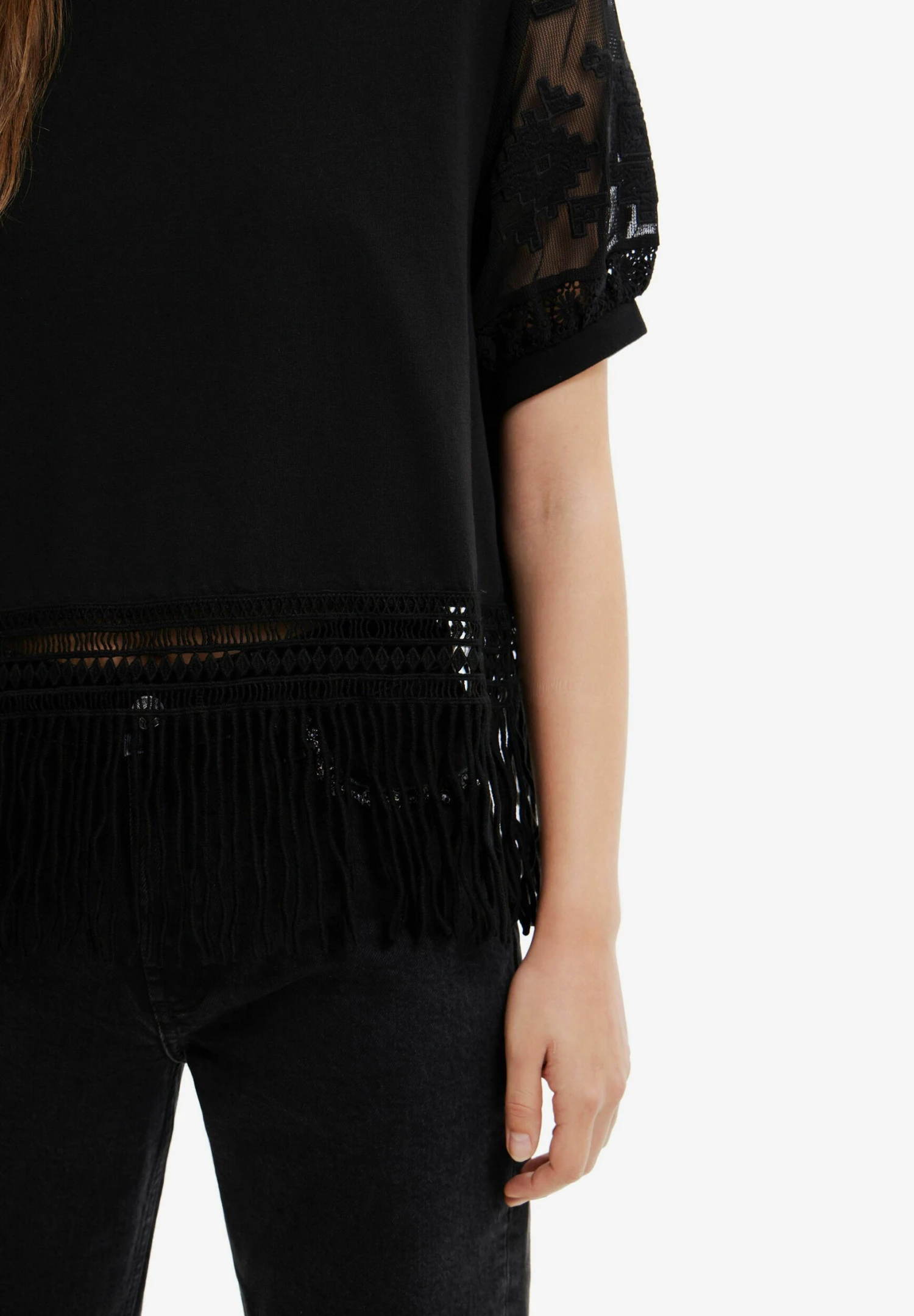 Desigual Long Embroidered Lace Jumpsuit - T-Shirt Print - Black 4 Desigual Long Embroidered Lace Jumpsuit - T-Shirt Print - Black - Afbeelding 4