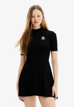 Desigual Flower Skater - Gebreide Jurk - Black