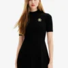 Desigual Flower Skater - Gebreide Jurk - Black