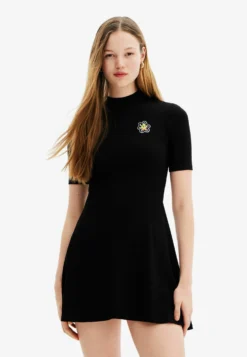 Desigual Flower Skater - Gebreide Jurk - Black