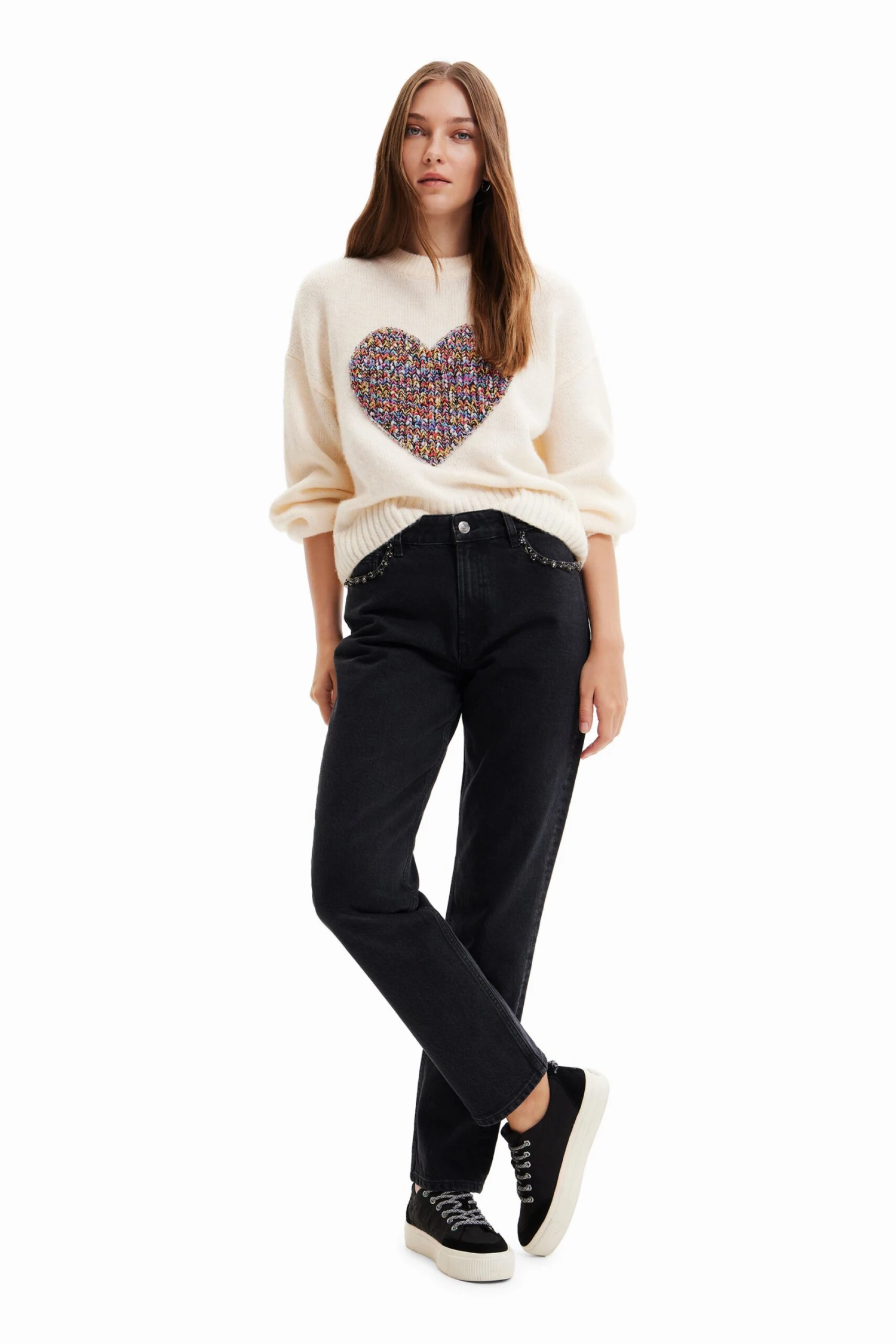 Desigual Oversize Heart - Trui - Blanco 2 Desigual Oversize Heart - Trui - Blanco - Afbeelding 2