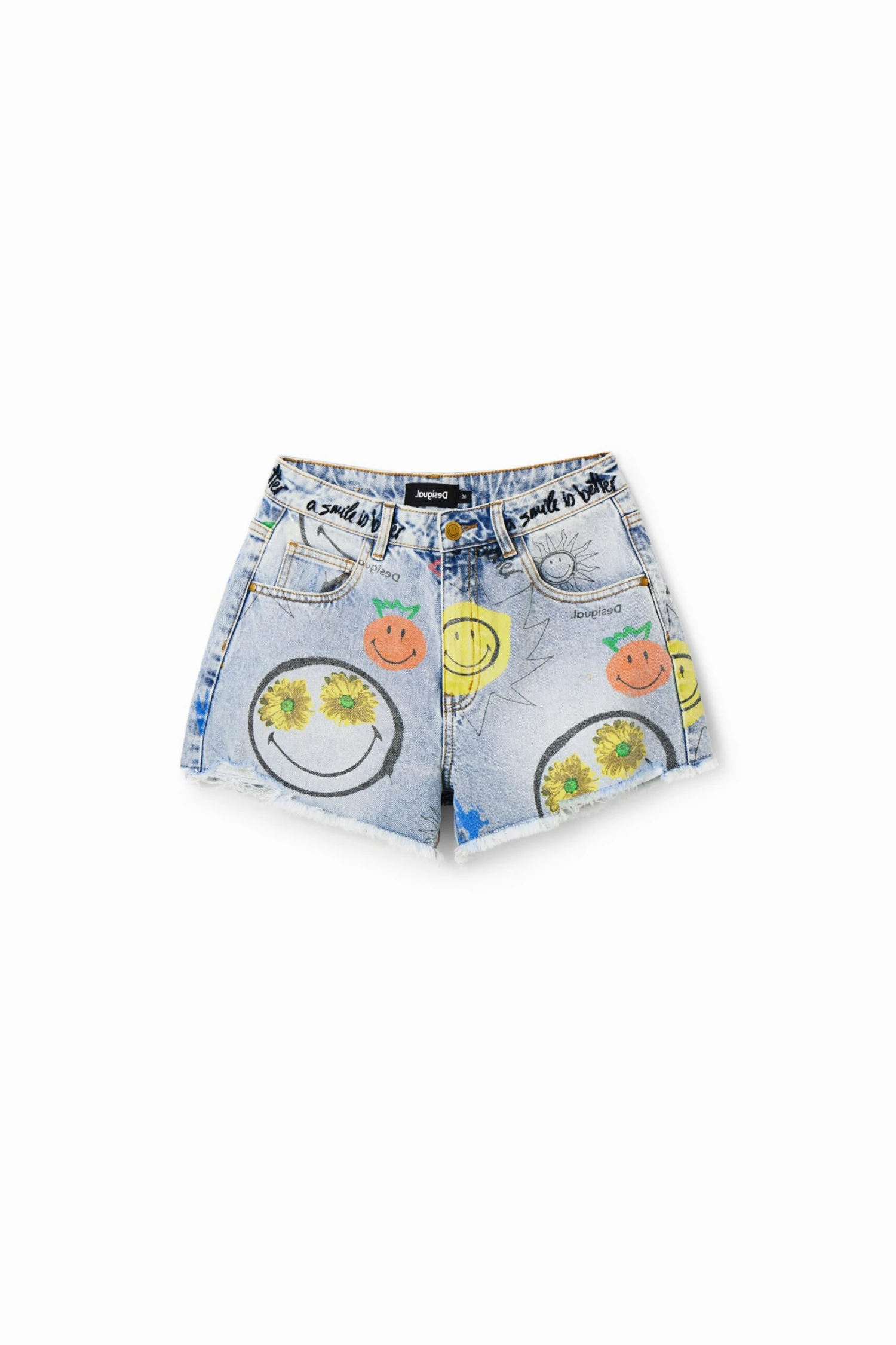 Desigual Smiley - Jeansshort - Denim Medium 4 Desigual Smiley - Jeansshort - Denim Medium - Afbeelding 4