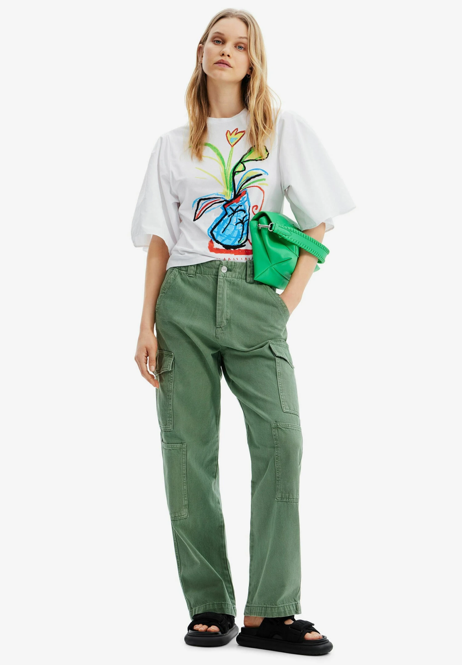 Desigual Poplin Voluminous Sleeve - T-Shirt Print - White 2 Desigual Poplin Voluminous Sleeve - T-Shirt Print - White - Afbeelding 2