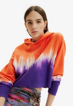 Desigual Tie-Dye Rhinestone Hoodie - Hoodie - Orange -Desigual 242612a0f1c441249a47f3e3b0125797