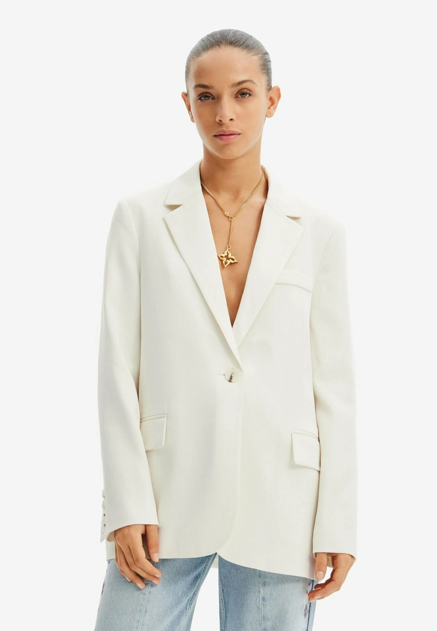 Desigual Plain Textured - Blazer - Beige 1 Desigual Plain Textured - Blazer - Beige