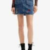 Desigual Floral Mini - Jeansrok - Blue