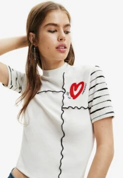 Desigual Tropical Wrap Crop - T-Shirt Print - White -Desigual 28a4da8e9cd14f05b151f02f2d6eb1bb