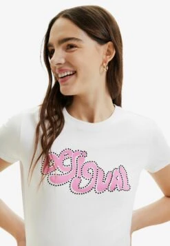 Desigual Short Sleeve Rhinestone - T-Shirt Print - White -Desigual 28df6a19a5504be6b40d4a24cb4689be