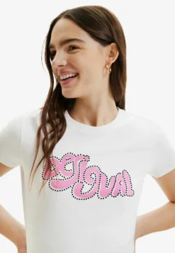 Desigual Short Sleeve Rhinestone - T-Shirt Print - White -Desigual 28df6a19a5504be6b40d4a24cb4689be scaled
