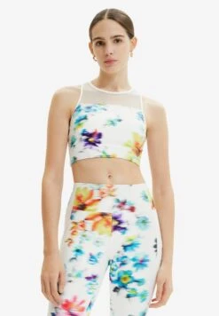 Desigual Asymmetric Rufflewimsuit - Top - White