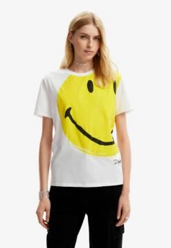 Desigual Smiley - T-Shirt Print - White