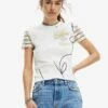 Desigual Textured Knit - T-Shirt Print - White