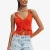 Desigual Crochet Crop - Top - Orange