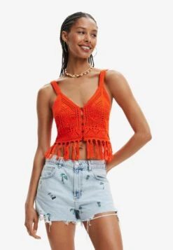 Desigual Crochet Crop - Top - Orange