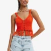 Desigual Crochet Crop - Top - Orange