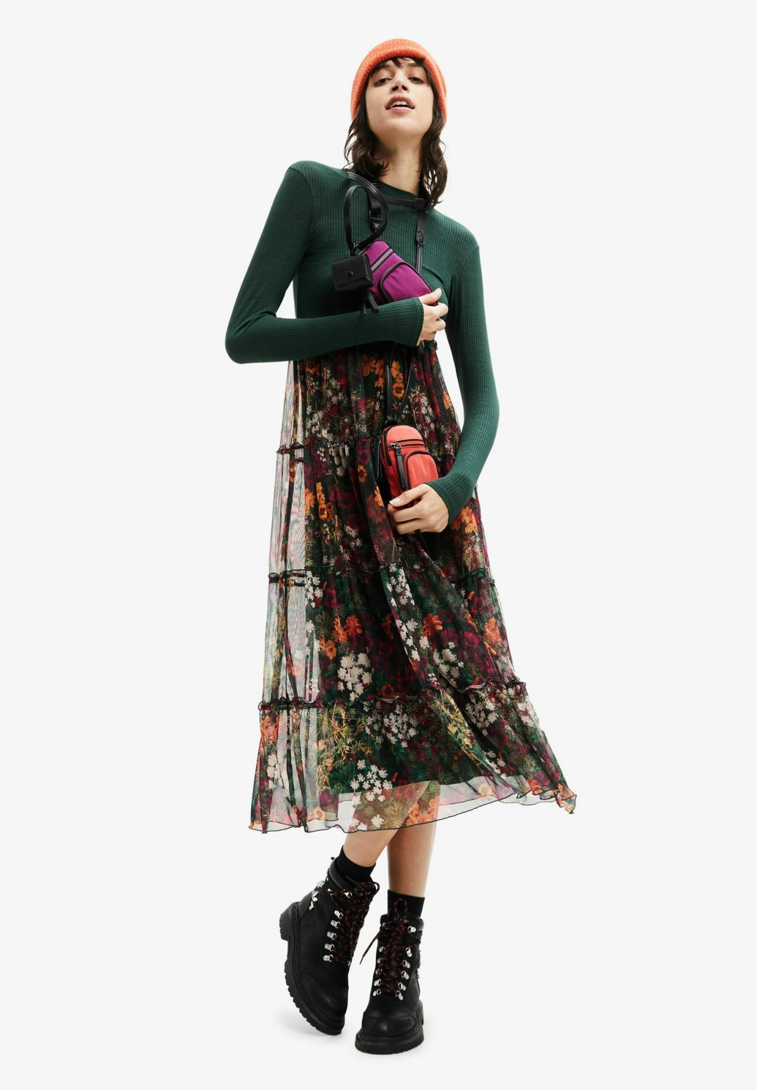 Desigual Long With Tulle - Jurk - Green 2 Desigual Long With Tulle - Jurk - Green - Afbeelding 2