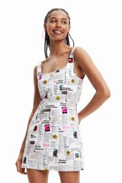 Desigual Vest Breaking News - Jurk - White