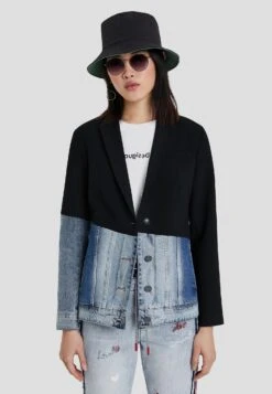 Desigual Slim Hybrid Bimaterial - Blazer - Black