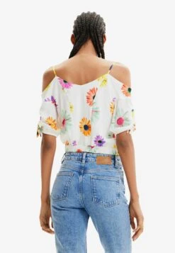 Desigual Gathered Floral Blouse - Blouse - White -Desigual 2ec88af2ca594baabc80f273650a1b7c