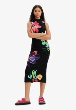 Desigual Arty Flockedweat - Gebreide Jurk - Black