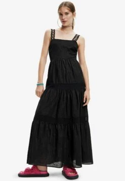 Desigual Long Embroidered Strap - Maxi-Jurk - Black
