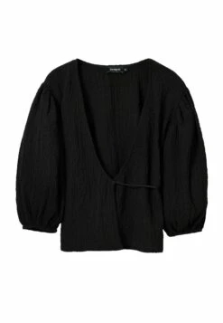Desigual Textured Wrap- Blouse - Black -Desigual 369b0ec8f40c465ba41cd68049f598d7
