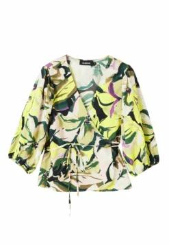 Desigual Floral Wrap- Blouse - Green -Desigual 38405eaee4854605907ff8b300bddfb2 scaled