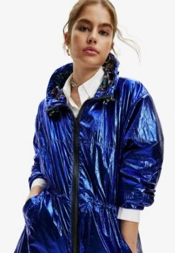 Desigual Metallic Hooded - Parka - Blue -Desigual 38edc54dc12045088ea4d0917730634d
