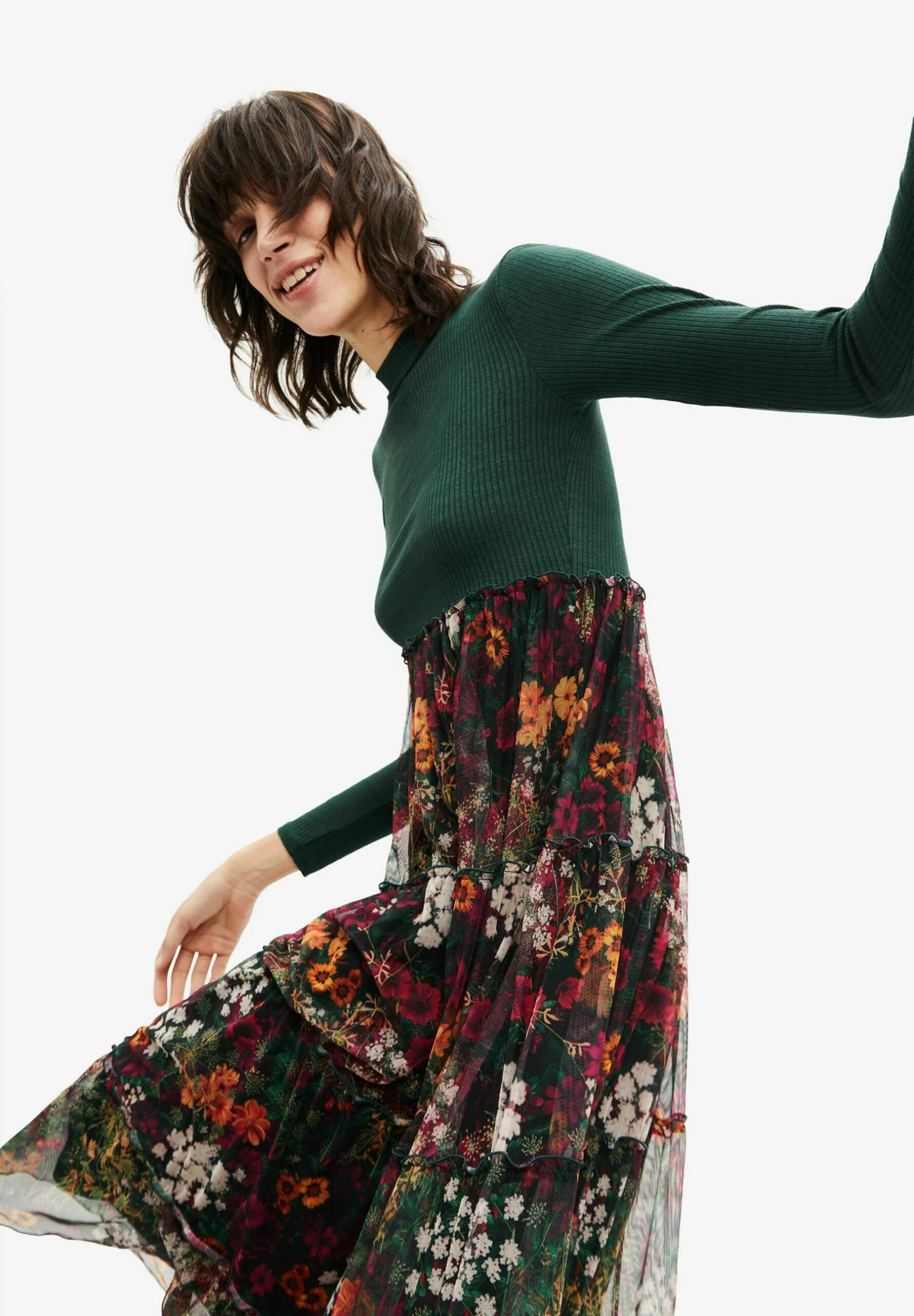 Desigual Long With Tulle - Jurk - Green 4 Desigual Long With Tulle - Jurk - Green - Afbeelding 4