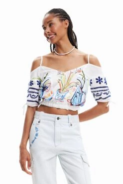 Desigual Blus Vases - Top - White