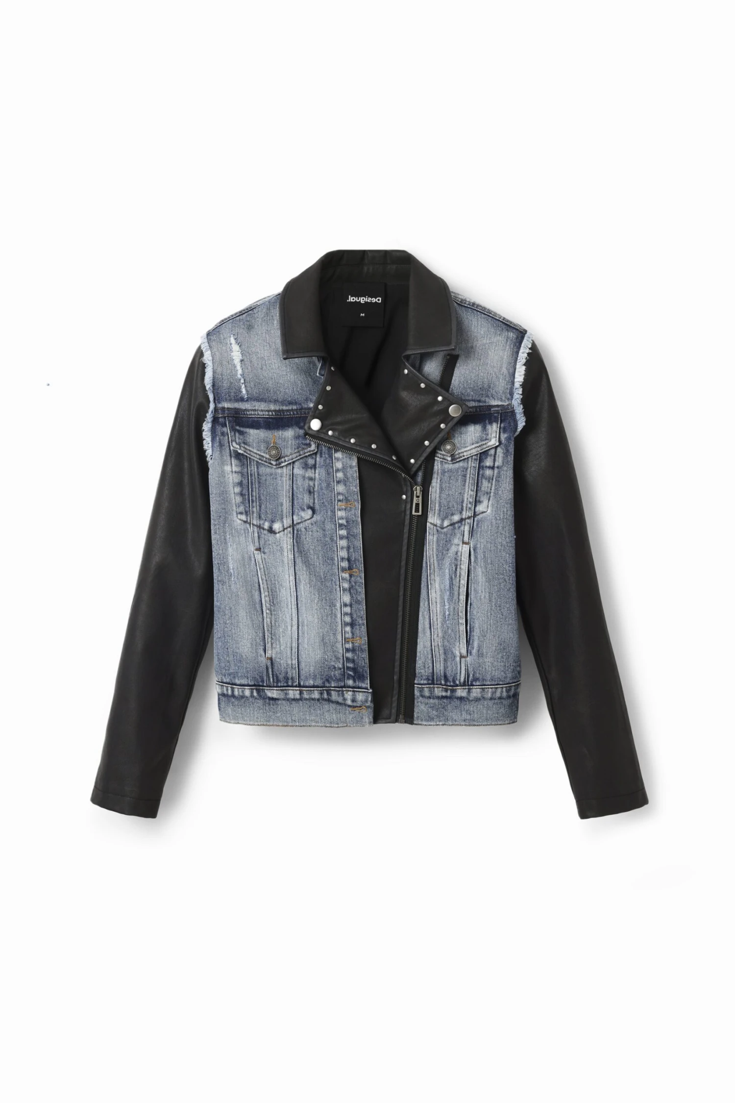 Desigual Chaq Hibrid Mickey - Imitatieleren Jas - Denim Destroy Medium 4 Desigual Chaq Hibrid Mickey - Imitatieleren Jas - Denim Destroy Medium - Afbeelding 4